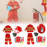 Maxbell Kids Firefighter Costume Suit Fireman Pretend Play Toy for Festival Carnival Hat With Eye Shield