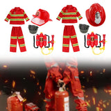 Maxbell Kids Firefighter Costume Suit Fireman Pretend Play Toy for Festival Carnival Hat With Eye Shield