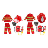 Maxbell Kids Firefighter Costume Suit Fireman Pretend Play Toy for Festival Carnival Hat With Eye Shield