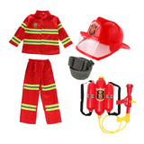 Maxbell Kids Firefighter Costume Suit Fireman Pretend Play Toy for Festival Carnival Hat With Eye Shield