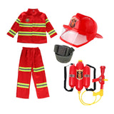 Maxbell Kids Firefighter Costume Suit Fireman Pretend Play Toy for Festival Carnival Hat With Eye Shield