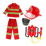Maxbell Kids Firefighter Costume Suit Fireman Pretend Play Toy for Festival Carnival Hat With Eye Shield