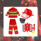 Maxbell Kids Firefighter Costume Suit Fireman Pretend Play Toy for Festival Carnival Hat With Eye Shield