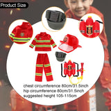 Maxbell Kids Firefighter Costume Suit Fireman Pretend Play Toy for Festival Carnival Hat With Eye Shield
