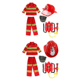 Maxbell Kids Firefighter Costume Suit Fireman Pretend Play Toy for Festival Carnival Hat With Eye Shield