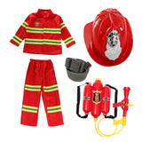 Maxbell Kids Firefighter Costume Suit Fireman Pretend Play Toy for Festival Carnival helmet