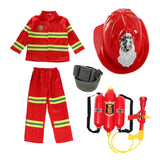 Maxbell Kids Firefighter Costume Suit Fireman Pretend Play Toy for Festival Carnival helmet