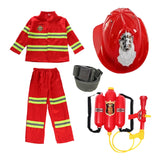Maxbell Kids Firefighter Costume Suit Fireman Pretend Play Toy for Festival Carnival helmet