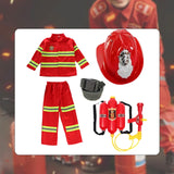 Maxbell Kids Firefighter Costume Suit Fireman Pretend Play Toy for Festival Carnival helmet