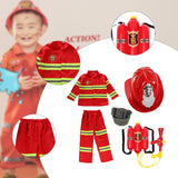Maxbell Kids Firefighter Costume Suit Fireman Pretend Play Toy for Festival Carnival helmet