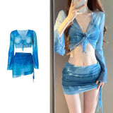 Maxbell Womens Bikini Set with Tie Front Cover up for Club Water Activities Vacation M