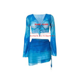 Maxbell Womens Bikini Set with Tie Front Cover up for Club Water Activities Vacation L