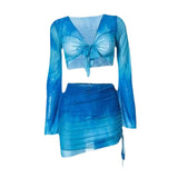 Maxbell Womens Bikini Set with Tie Front Cover up for Club Water Activities Vacation L