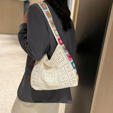 Maxbell Crochet Tote Bag Pouch Knitted Women Shoulder Bag for Outdoor Party Birthday Beige