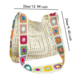 Maxbell Crochet Tote Bag Pouch Knitted Women Shoulder Bag for Outdoor Party Birthday Beige