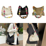 Maxbell Crochet Tote Bag Pouch Knitted Women Shoulder Bag for Outdoor Party Birthday Beige