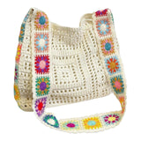 Maxbell Crochet Tote Bag Pouch Knitted Women Shoulder Bag for Outdoor Party Birthday Beige