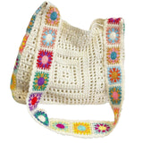 Maxbell Crochet Tote Bag Pouch Knitted Women Shoulder Bag for Outdoor Party Birthday Beige