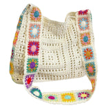 Maxbell Crochet Tote Bag Pouch Knitted Women Shoulder Bag for Outdoor Party Birthday Beige