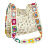 Maxbell Crochet Tote Bag Pouch Knitted Women Shoulder Bag for Outdoor Party Birthday Beige