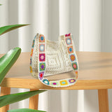 Maxbell Crochet Tote Bag Pouch Knitted Women Shoulder Bag for Outdoor Party Birthday Beige