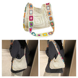 Maxbell Crochet Tote Bag Pouch Knitted Women Shoulder Bag for Outdoor Party Birthday Beige