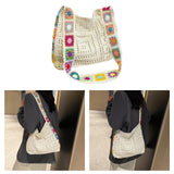 Maxbell Crochet Tote Bag Pouch Knitted Women Shoulder Bag for Outdoor Party Birthday Beige