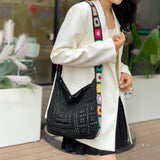 Maxbell Crochet Tote Bag Pouch Knitted Women Shoulder Bag for Outdoor Party Birthday Black