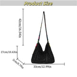 Maxbell Crochet Tote Bag Pouch Knitted Women Shoulder Bag for Outdoor Party Birthday Black