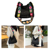 Maxbell Crochet Tote Bag Pouch Knitted Women Shoulder Bag for Outdoor Party Birthday Black