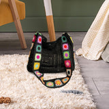 Maxbell Crochet Tote Bag Pouch Knitted Women Shoulder Bag for Outdoor Party Birthday Black