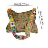 Maxbell Crochet Tote Bag Pouch Knitted Women Shoulder Bag for Outdoor Party Birthday Khaki