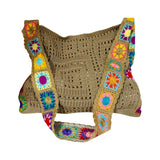 Maxbell Crochet Tote Bag Pouch Knitted Women Shoulder Bag for Outdoor Party Birthday Khaki