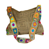 Maxbell Crochet Tote Bag Pouch Knitted Women Shoulder Bag for Outdoor Party Birthday Khaki