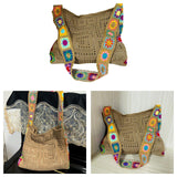 Maxbell Crochet Tote Bag Pouch Knitted Women Shoulder Bag for Outdoor Party Birthday Khaki