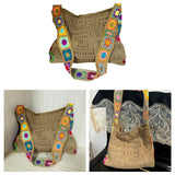 Maxbell Crochet Tote Bag Pouch Knitted Women Shoulder Bag for Outdoor Party Birthday Khaki
