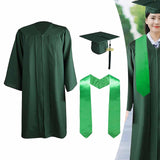 Maxbell Graduation Gown Cap Set Soft for Club Academic Commencements Honor Societies Green