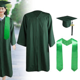 Maxbell Graduation Gown Cap Set Soft for Club Academic Commencements Honor Societies Green