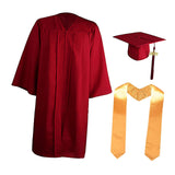 Maxbell Graduation Gown Cap Set Soft for Club Academic Commencements Honor Societies Red