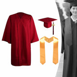 Maxbell Graduation Gown Cap Set Soft for Club Academic Commencements Honor Societies Red