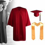 Maxbell Graduation Gown Cap Set Soft for Club Academic Commencements Honor Societies Red