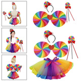 Maxbell Girls Layered Rainbow Tutu Skirt Costumes for Easter Cosplay Party Christmas 3 Pieces