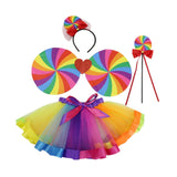 Maxbell Girls Layered Rainbow Tutu Skirt Costumes for Easter Cosplay Party Christmas 4 Pieces