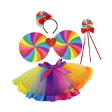 Maxbell Girls Layered Rainbow Tutu Skirt Costumes for Easter Cosplay Party Christmas 4 Pieces