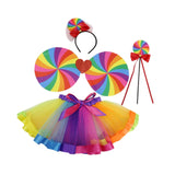 Maxbell Girls Layered Rainbow Tutu Skirt Costumes for Easter Cosplay Party Christmas 4 Pieces