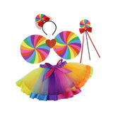 Maxbell Girls Layered Rainbow Tutu Skirt Costumes for Easter Cosplay Party Christmas 4 Pieces