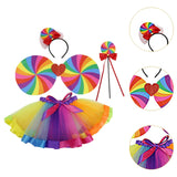 Maxbell Girls Layered Rainbow Tutu Skirt Costumes for Easter Cosplay Party Christmas 4 Pieces