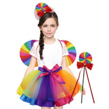 Maxbell Girls Layered Rainbow Tutu Skirt Costumes for Easter Cosplay Party Christmas 4 Pieces