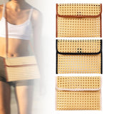 Maxbell Rattan Clutch Purse Fashion Versatile Summer Shoulder Bag for Holiday Picnic Brown