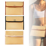 Maxbell Rattan Clutch Purse Fashion Versatile Summer Shoulder Bag for Holiday Picnic Brown